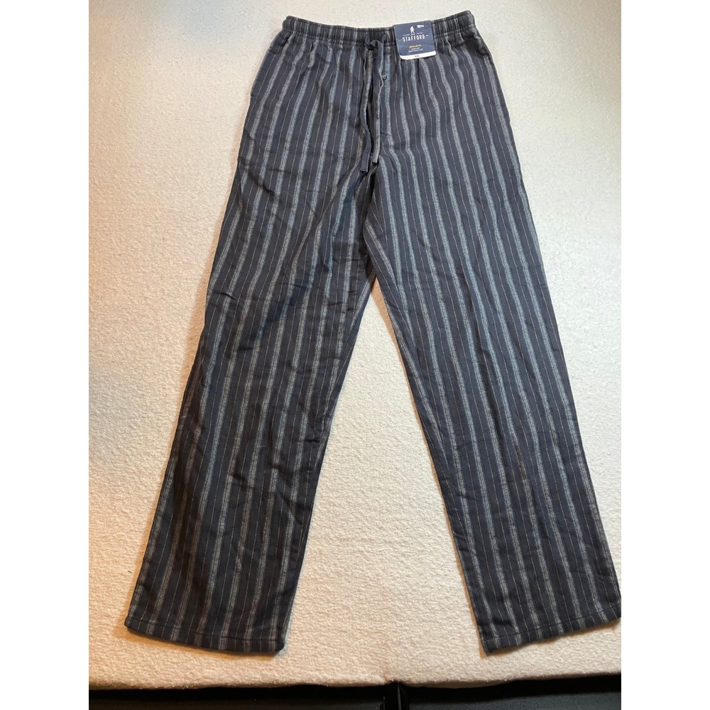 Stafford Men Sleep Pant Small Blue Grey Striped Pajama Bottoms NWT